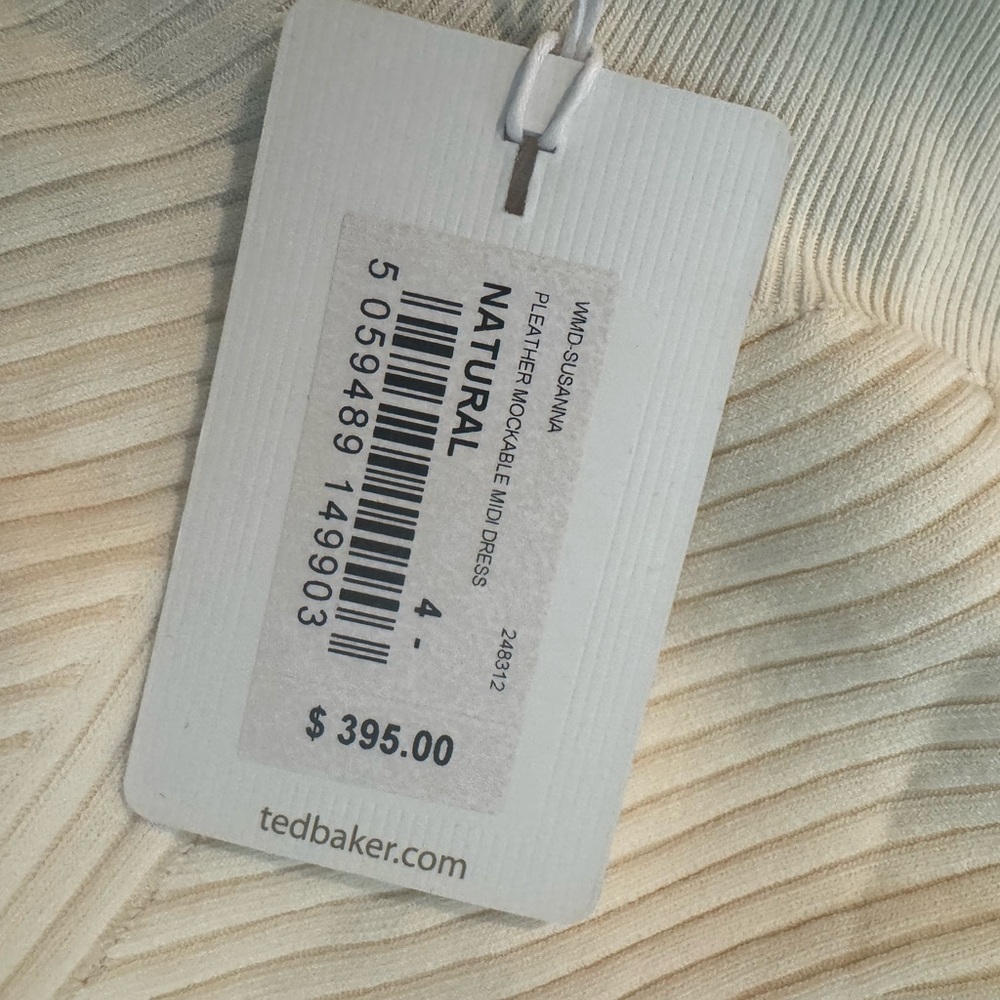 NWT Ted Baker Yanah Cream Tie-Front Mixed Media Dress - Picture 4 of 6